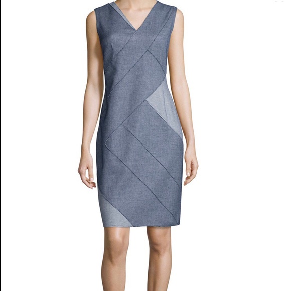 Elie Tahari | Dresses | Elie Tahari Denim Patch Judith Sheath Dress Size 6 | Poshmark